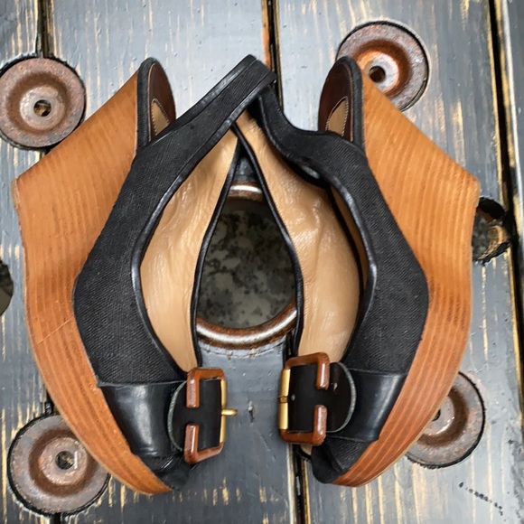 Chloe Wedge Slip On Peeptoe Sandals with Slingback - Picture 4 of 9